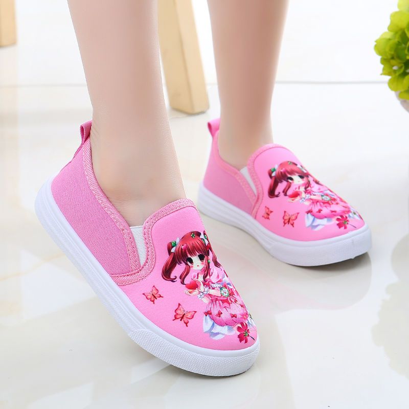 女童帆布鞋春季儿童运动鞋可爱童鞋卡通软底中大童女孩休闲板鞋