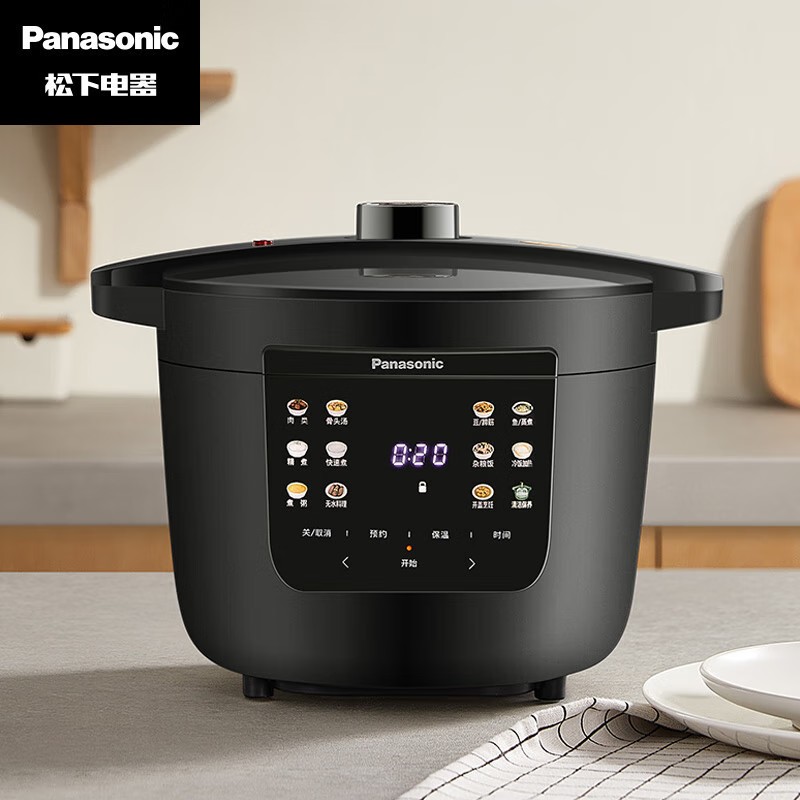 松下(Panasonic)电压力锅家用焗鲜锅家用无水料理多功能蒸煮焖炖一体4L压力煲电饭锅PC401-K 黑色