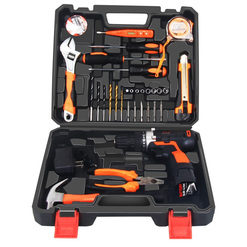 安捷顺家用工具箱五金工具套装电钻冲击钻套装多功能家用电工木工电讯