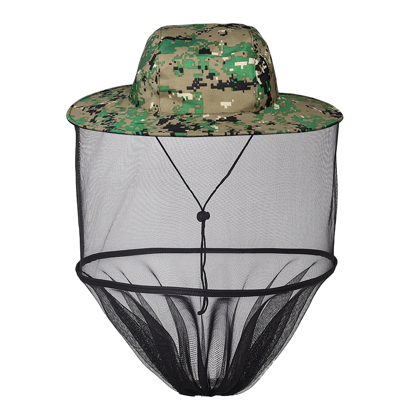 防晒钓鱼帽子户外防蚊虫夜钓装备大全防叮咬头罩养蜂面纱面罩配件绿