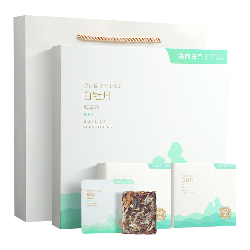 福鼎白茶小方片2016年花香白牡丹茶叶老白茶方片小茶饼40片礼盒装高清大图