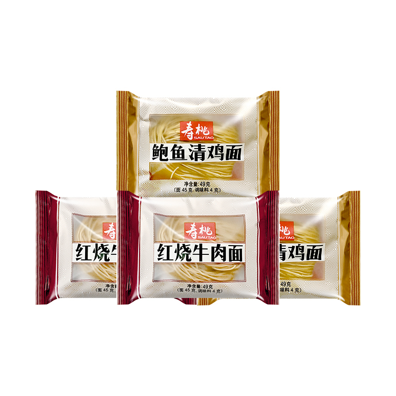 寿桃传统碱水面 红烧牛肉面49克20袋 鲍鱼清鸡面49克20袋 汤面