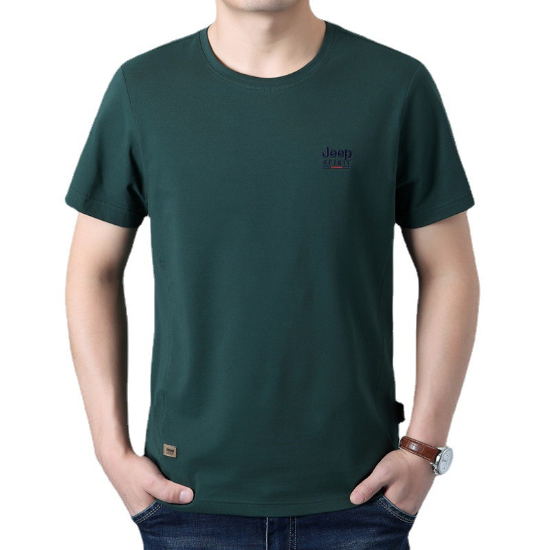 jeep吉普男装正品圆领白色短袖t恤夏季新款宽松男士纯棉半袖体恤
