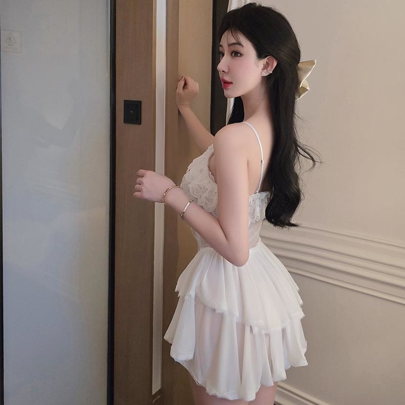 长夜漫漫情趣内衣性感吊带蕾丝镂空系带透视睡裙纯欲诱惑套装2132高清大图