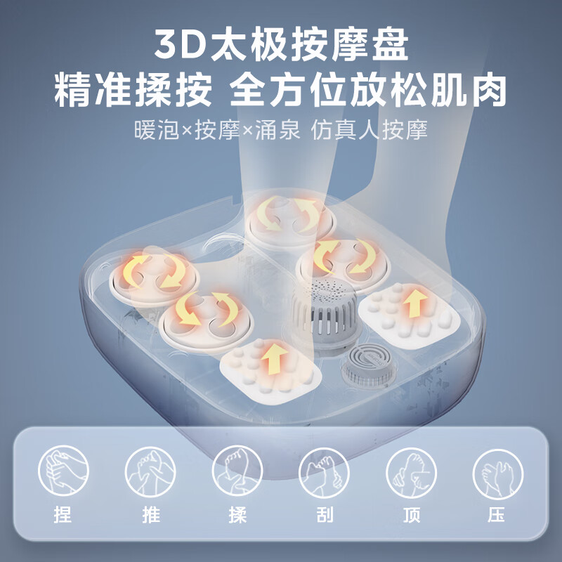 美的(Midea)泡脚桶恒温加热全自动按摩足浴盆洗脚盆仿真按摩可拆洗按摩盘 送长辈-AJ0201高清大图