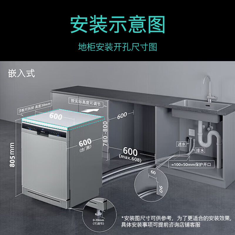 西门子SJ23HI00KC 150L独嵌两用全能舱洗碗机 一级水效 精准涡流洗 动态环流烘干 96h存储除菌高清大图