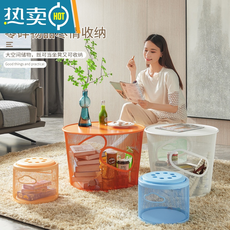 敬平儿童凳储物家用可坐卡通换鞋圆凳子多功能沙发客厅玩具收纳小板凳收纳凳高清大图