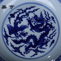 鼎亨长物居纯手工餐具餐盘陶瓷菜盘饭盘青花瓷盘子景德镇陶瓷盘家