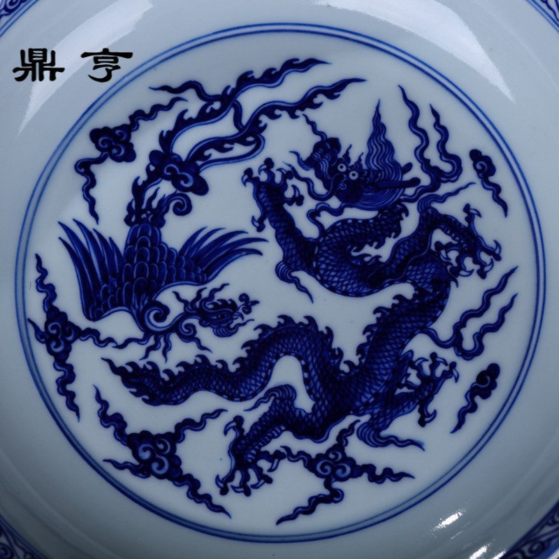 鼎亨长物居纯手工餐具餐盘陶瓷菜盘饭盘青花瓷盘子景德镇陶瓷盘家