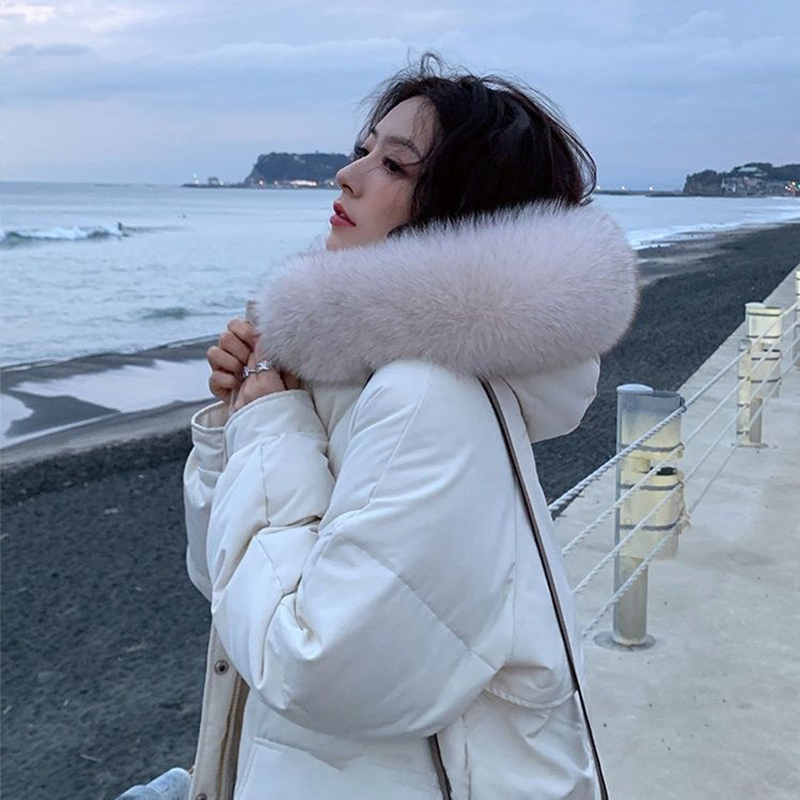 羽绒服女中长款韩版加厚大毛领过膝冬OUJIE05