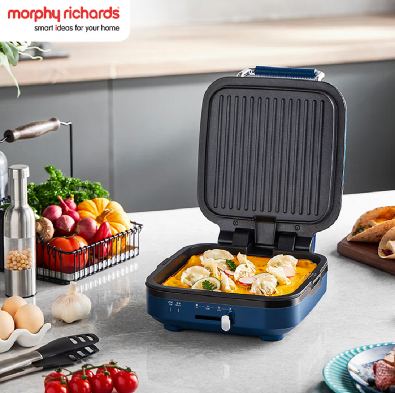 摩飞电器(MORPHY RICHARDS) MR8600 轻奢蓝 电饼铛家用三明治早餐机 可拆洗电饼档双面加热大火力