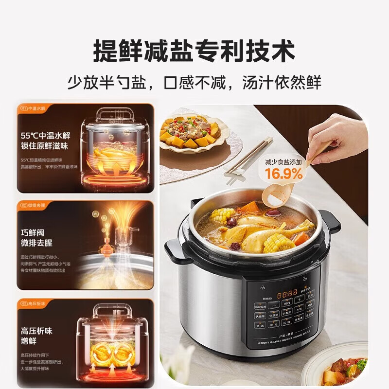 美的Midea电压力锅高压锅电饭锅家用双胆电饭煲智能预约煮饭煲汤炖肉 MY-E5915G高清大图