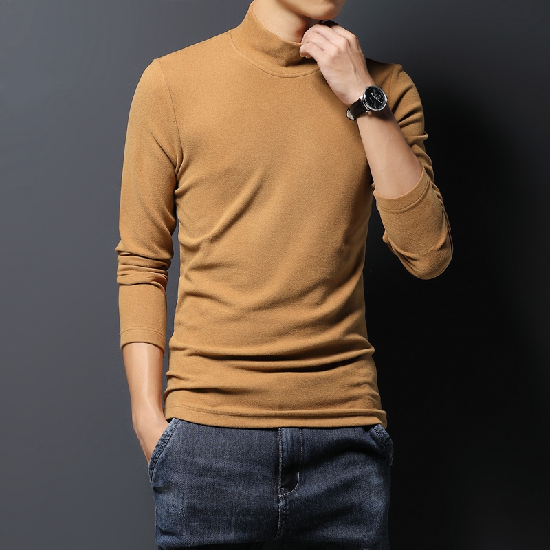 茜靓chyllirn高领打底衫男秋冬保暖加厚内搭长袖t恤纯棉韩版潮百搭