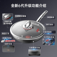 康巴赫炒锅32cm双蜂窝红点不粘锅抗菌不锈钢不挑炉具KGH-C32A