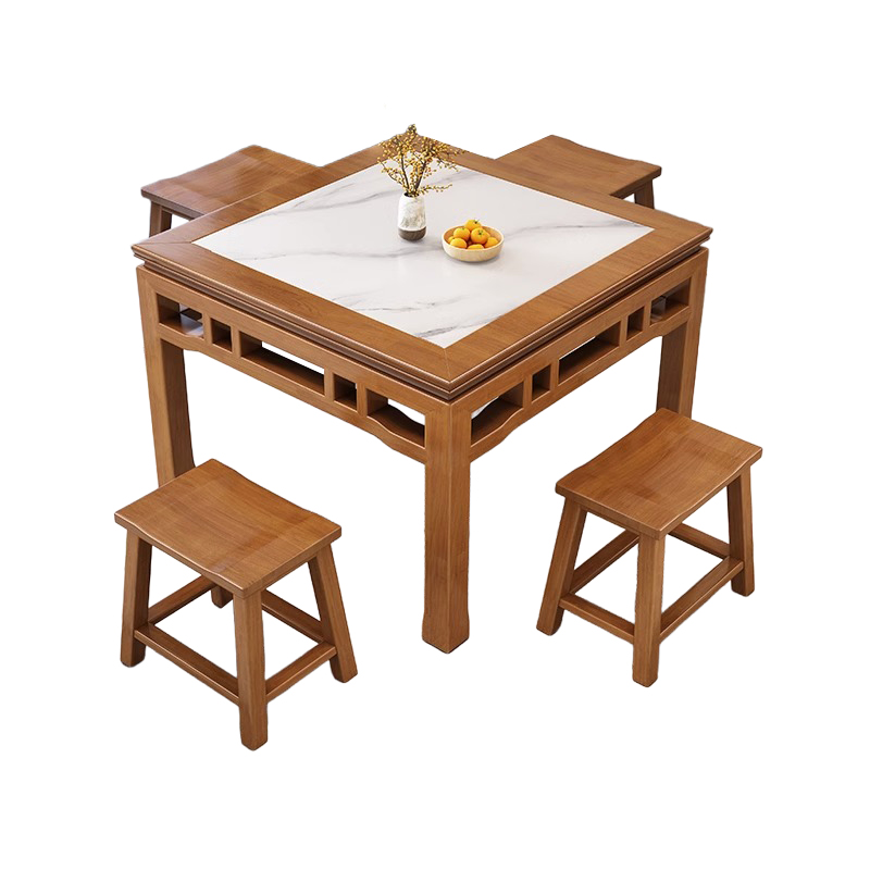 烁恒实木方桌一桌四凳套高清大图