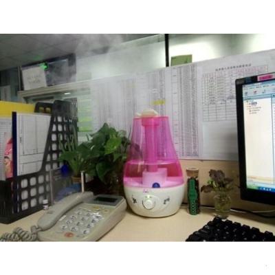 超声波加湿器空调房卧室办公室增湿器妖怪大雾量双喷头喷雾器 粉红双喷带彩灯jt2012