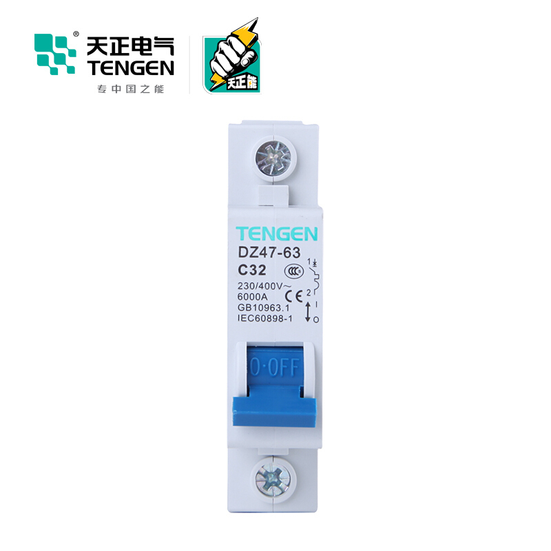 天正电气 空气开关 DZ47-63 1P C 32A 4.5KA 01060020222 微型断路器