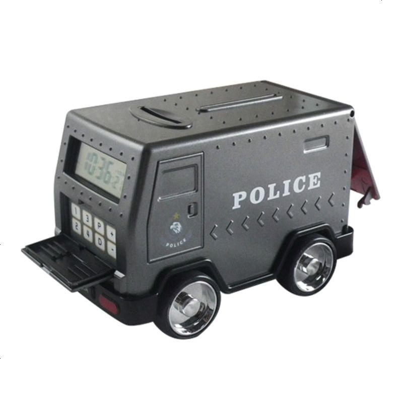 儿童玩具投币储蓄罐密码大号存钱罐卡通运钞车储钱柜小汽车闹钟