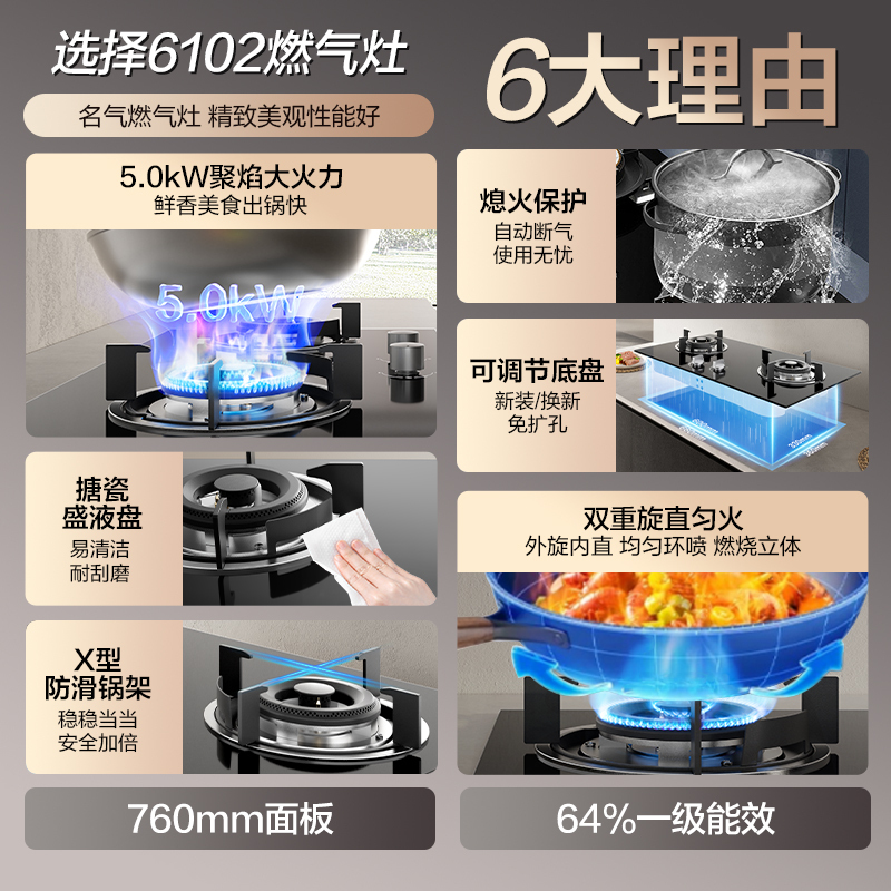 名气老板抽油烟机欧式顶吸家用24立方大吸力油烟机1000Pa静压变频节能烟灶套装A8816+5.0KW灶A6102B