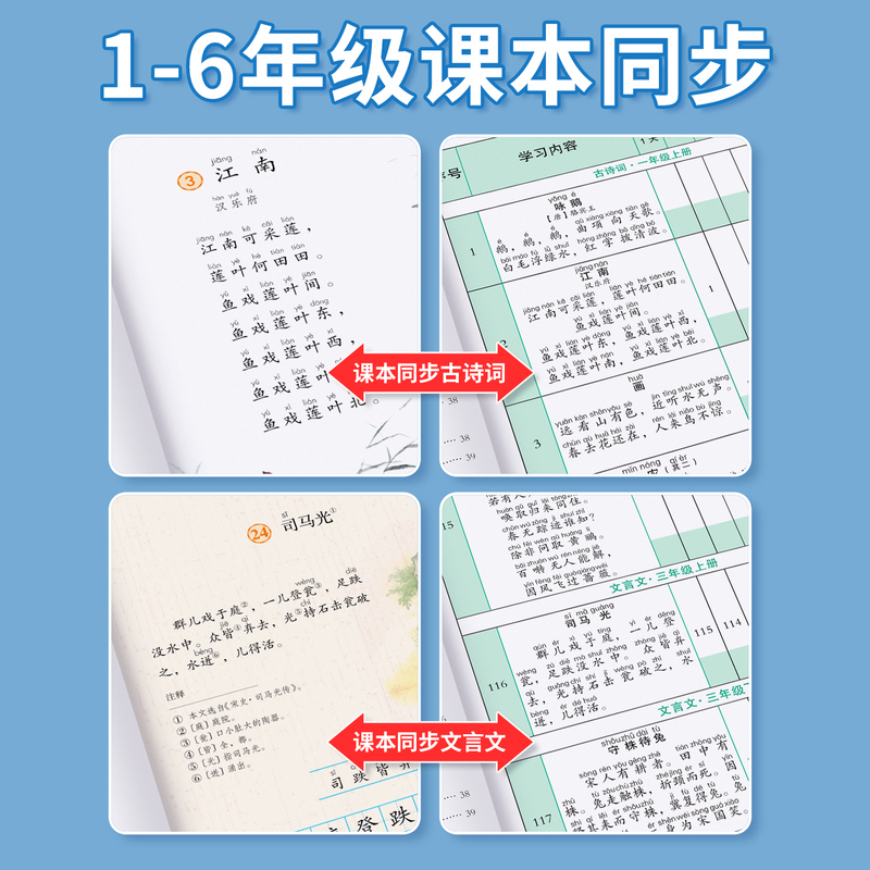 必背古诗文打卡书+古诗词75首 [正版]艾宾浩斯记忆法小学生1-6年级必背古诗词背诵打卡每日计划表文言文记背汇总表默写本
