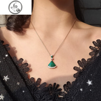 S925纯银扇子项链女小红裙子小众白贝母网红玫瑰金短款扇形锁骨链 JiMi