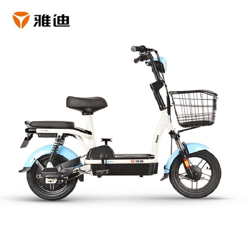 雅迪电动车小金果48v12ah锂电电瓶车踏板代步电动自行车小金果空气蓝