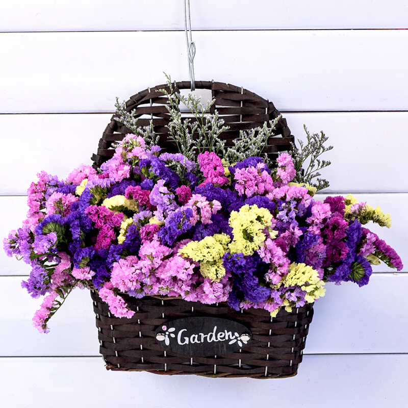 18新款勿忘我花篮套装云南干花花束干花花瓶花篮diy客厅装饰粉色紫色