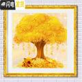 三维工匠钻石画2020年新款满钻客厅发财摇钱树十字绣水晶带框小幅点贴砖5d 满钻全贴【50*50CM】配金属边框_499