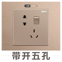 罗格朗(Legrand)开关插座官方旗舰店86型大面板五孔墙壁多孔USB逸景玫瑰金家用暗装5孔电源插座