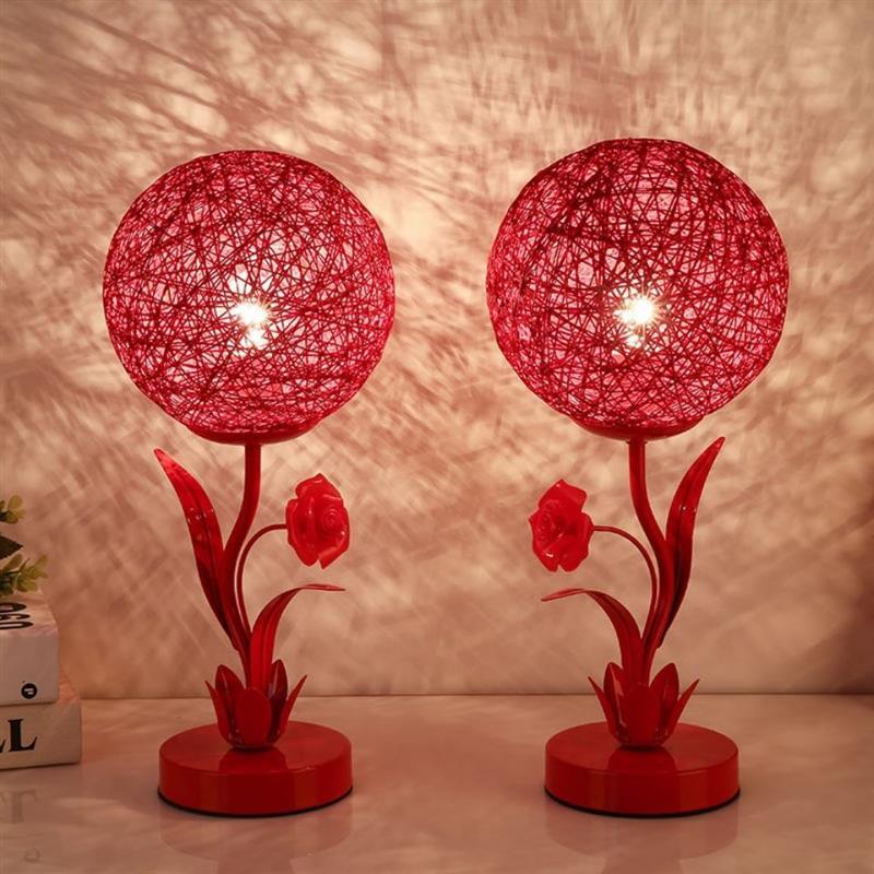 结婚台灯温馨浪漫新婚长明卧室床头灯饰婚房喜庆创意礼物红色一对