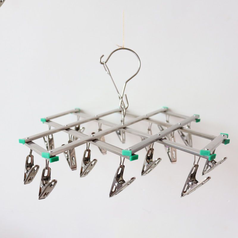 不锈钢夹子防风晾衣架多功能晒衣架折叠裤架夹袜架晒内衣架毛巾架