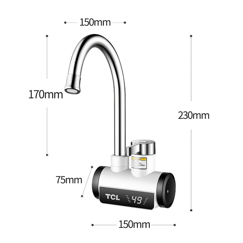 TCL即热式电热水龙头加热器速热水龙头厨房过水热小厨宝大屏温度显示TDR-31IC03侧进水