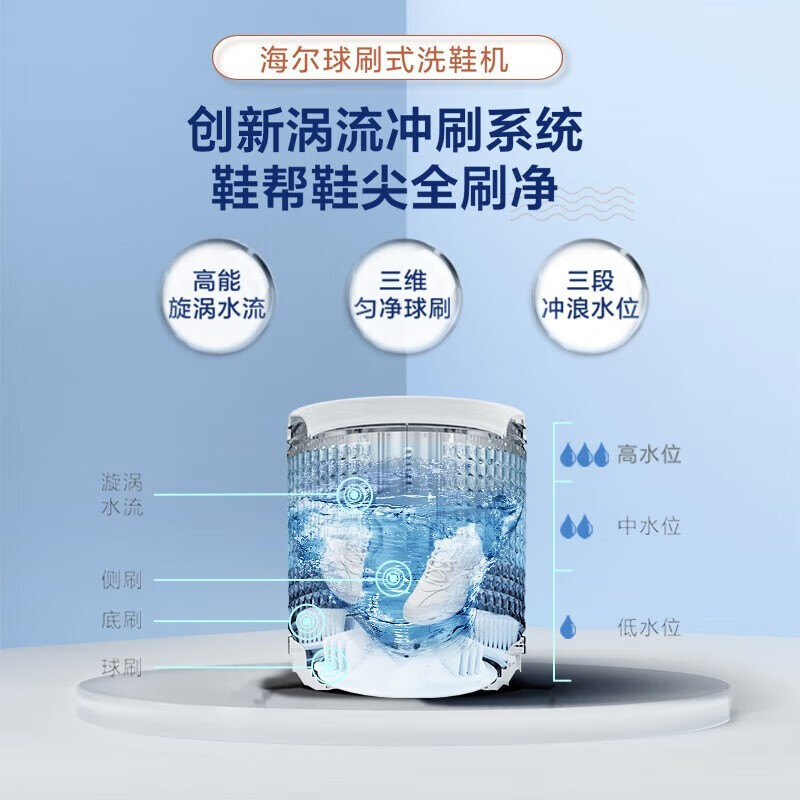 海尔洗鞋机全自动多功能快速风干桶自洁软磨球刷变频洗鞋机