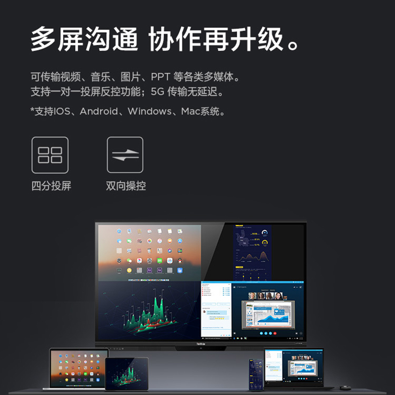 联想(Lenovo) 86英寸商用视频会议平板 智能会议教学触控一体机 远程视频会议大屏(BM86ts+投屏+壁挂)