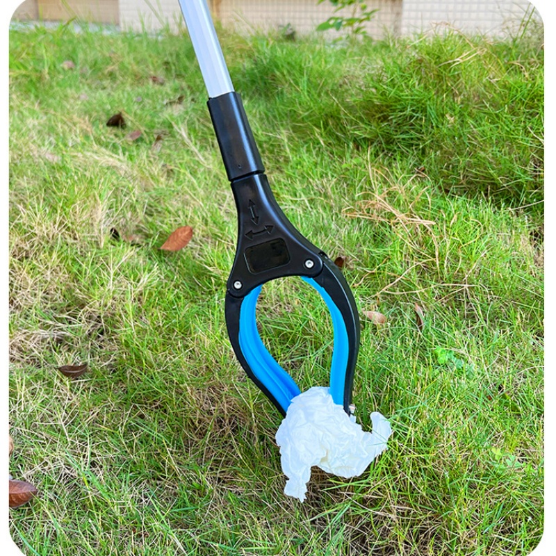 可折叠垃圾夹加厚铝合金捡垃圾环卫夹取物夹 蓝色可折叠款[加厚铝合金杆+夹头带磁]高清大图