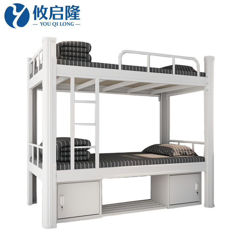 攸启隆双层床白色带床垫高清大图