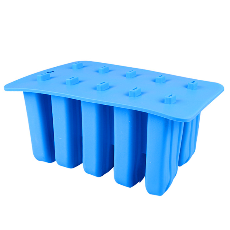 送家用自制雪糕模具硅胶冰格创意diy冰淇淋冰棒冰棍模型|10连雪糕模(蓝色)