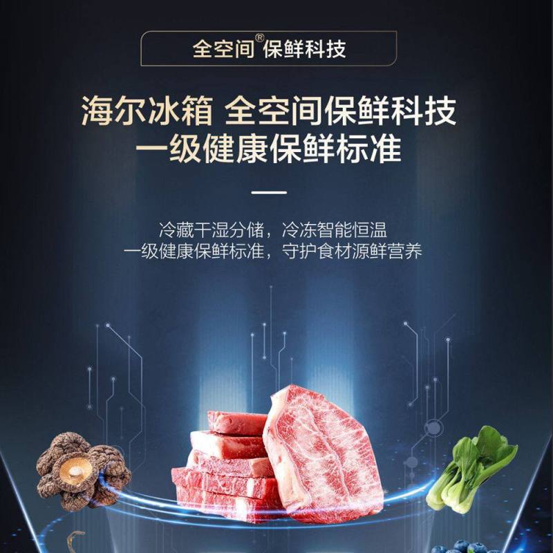 海尔十字对开门冰箱BCD-506WGHTD1BGJU1 博卡灰星幕 506升 变频双循环净味杀菌干湿分储自动除霜高清大图