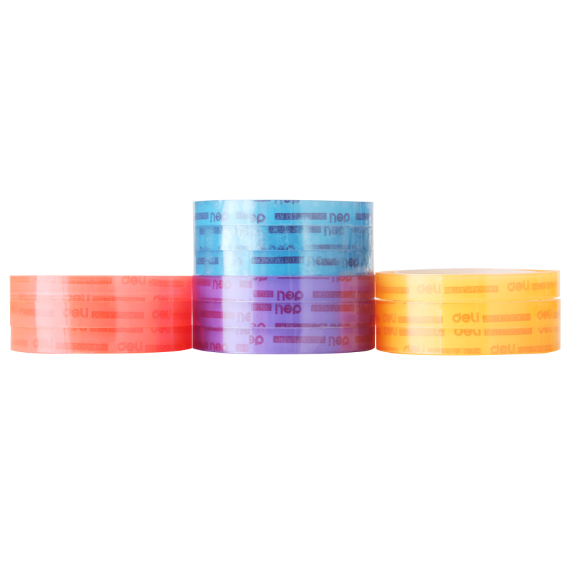 得力30007彩色文具胶带8mm*30y*38um(混)(12卷/筒)30007*6筒