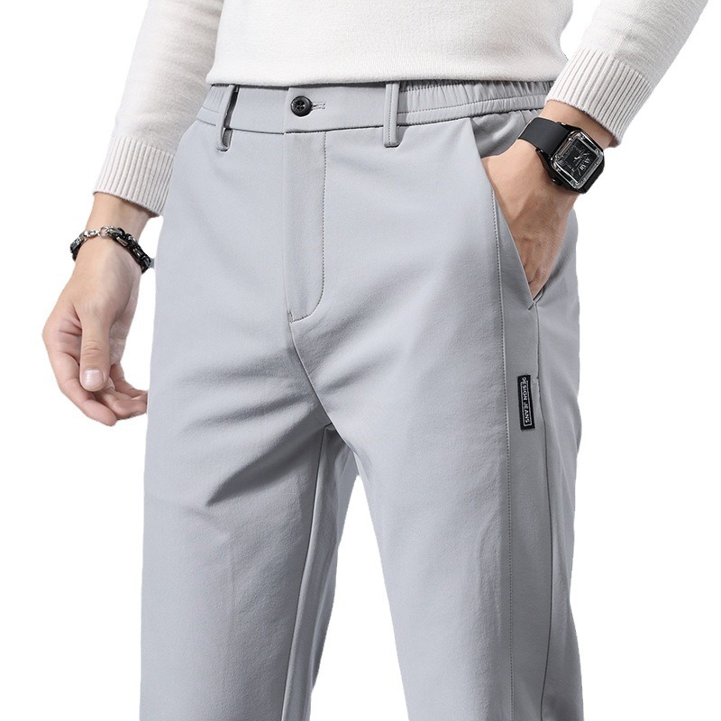 啄木鸟春秋季裤子男潮流宽松商务休闲直筒男士长裤秋冬厚款加绒高清大图