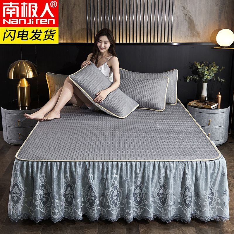 乳胶凉席床裙款床罩冰丝三件套夏季可机洗1.8m床1.5米1.2m高清大图