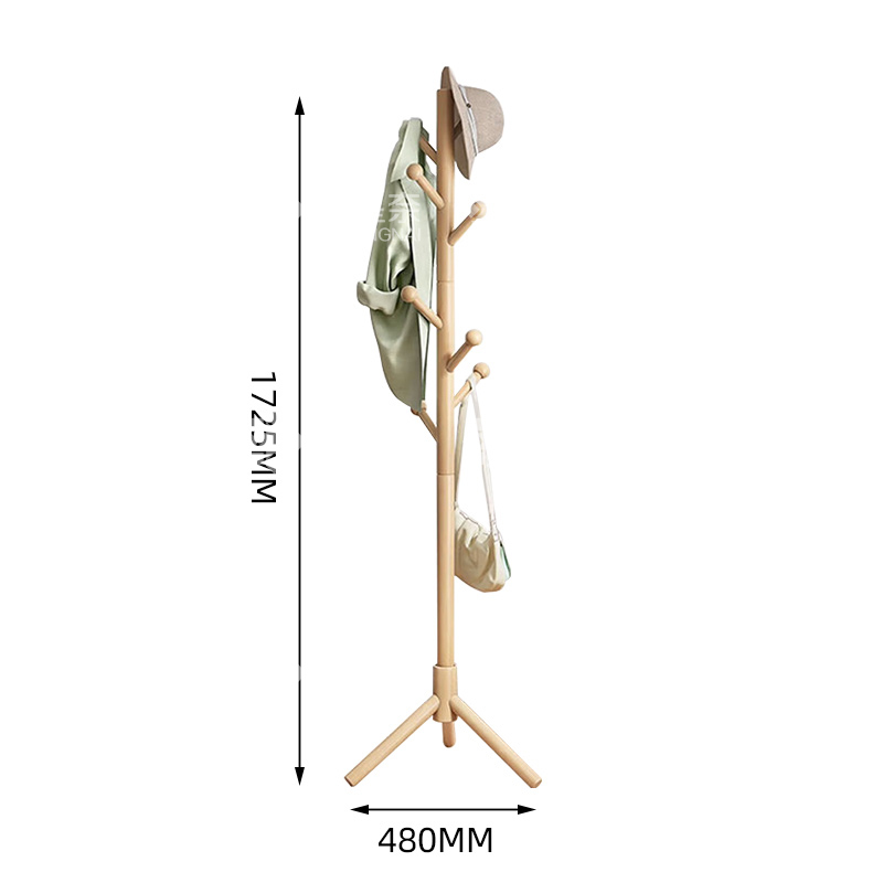 鑫星奈 XXN4041301 落地衣帽架家用卧式挂衣架原木色三角圆头高清大图