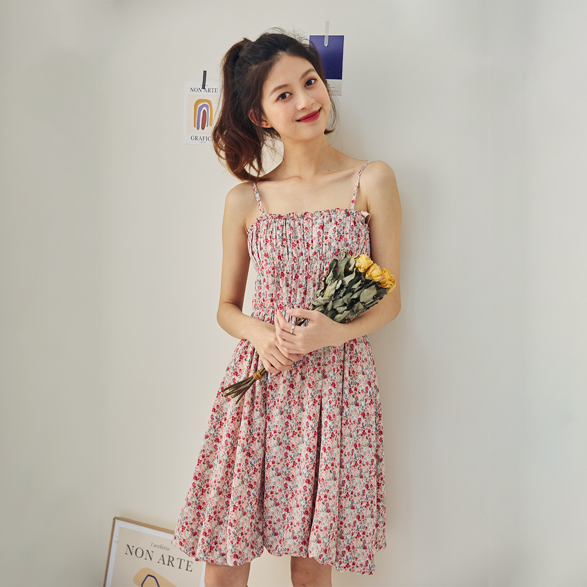 [1.5折价60元]唐狮连衣裙夏季女气质时尚百搭韩版吊带短款连衣裙潮