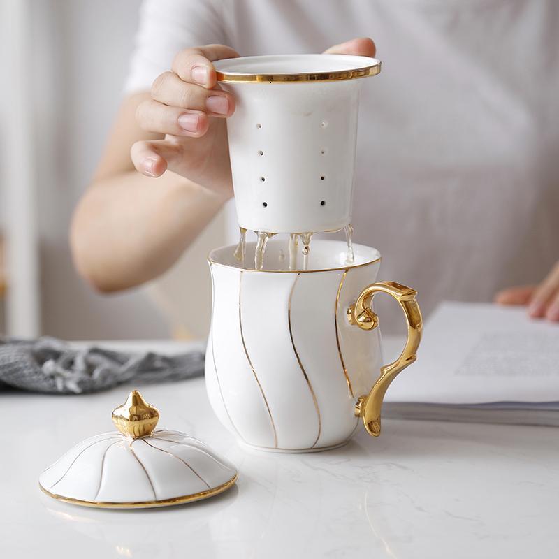 陶瓷茶杯会议杯办公杯过滤带盖杯泡茶杯水杯大容量礼品杯盖杯
