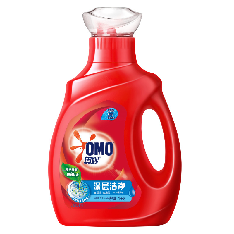 [苏宁自营]奥妙(OMO) 深层洁净洗衣液源自天然酵素去除污渍手洗家用装1kg去污渍抗油污持久留香