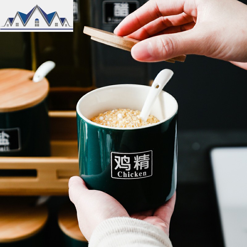 厨房陶瓷盐糖味精调料盒组合套装油瓶壶调味罐子收纳盒北欧 三维工匠高清大图