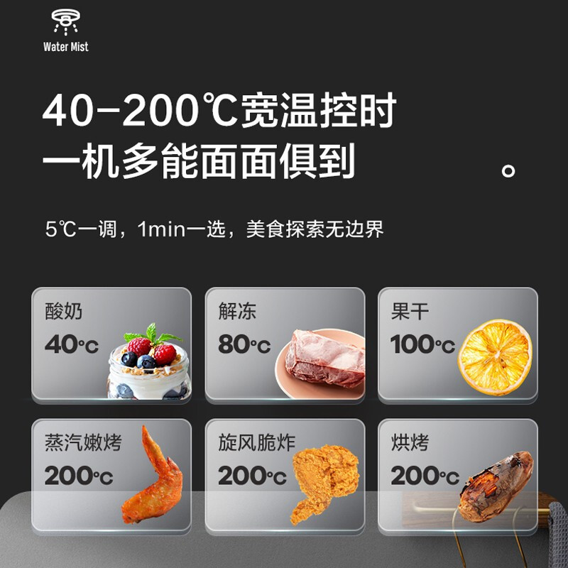 美的(Midea) 空气炸锅 7.3L大容量多功能WIFI智能可视窗蒸汽水雾嫩烤箱低油烘焙 KZS7301XM