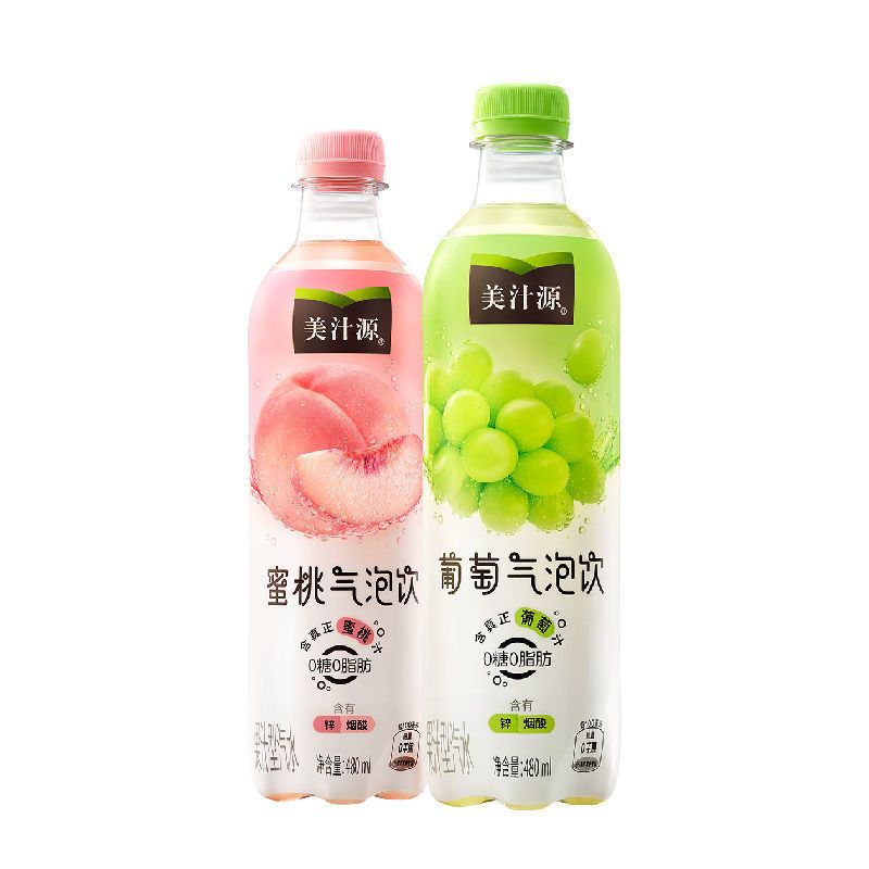 可口可乐美汁源无糖气泡水0卡0脂肪汽水碳酸饮料480ml*12瓶整箱