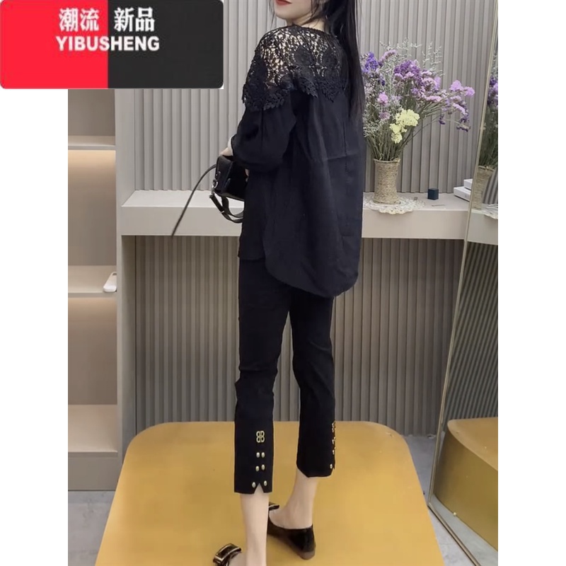 YIBUSHENG2024年季新款排扣冰丝速干裤女八分裤显瘦百搭直筒烟管裤休闲裤高清大图