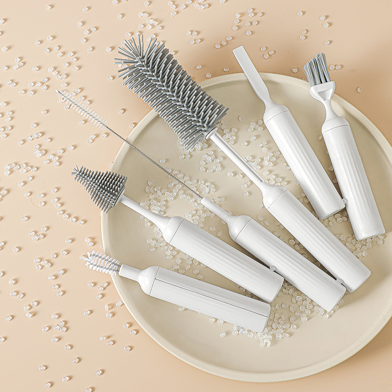 杯子清洁套装六合一多功能刷家用水杯奶瓶刷洗刷子全套 深入缝隙清洁无死角 轻松搞定水杯奶瓶 方便收纳高清大图